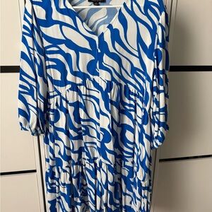 Rachel Zoe Blue and White V-Neck Dress
